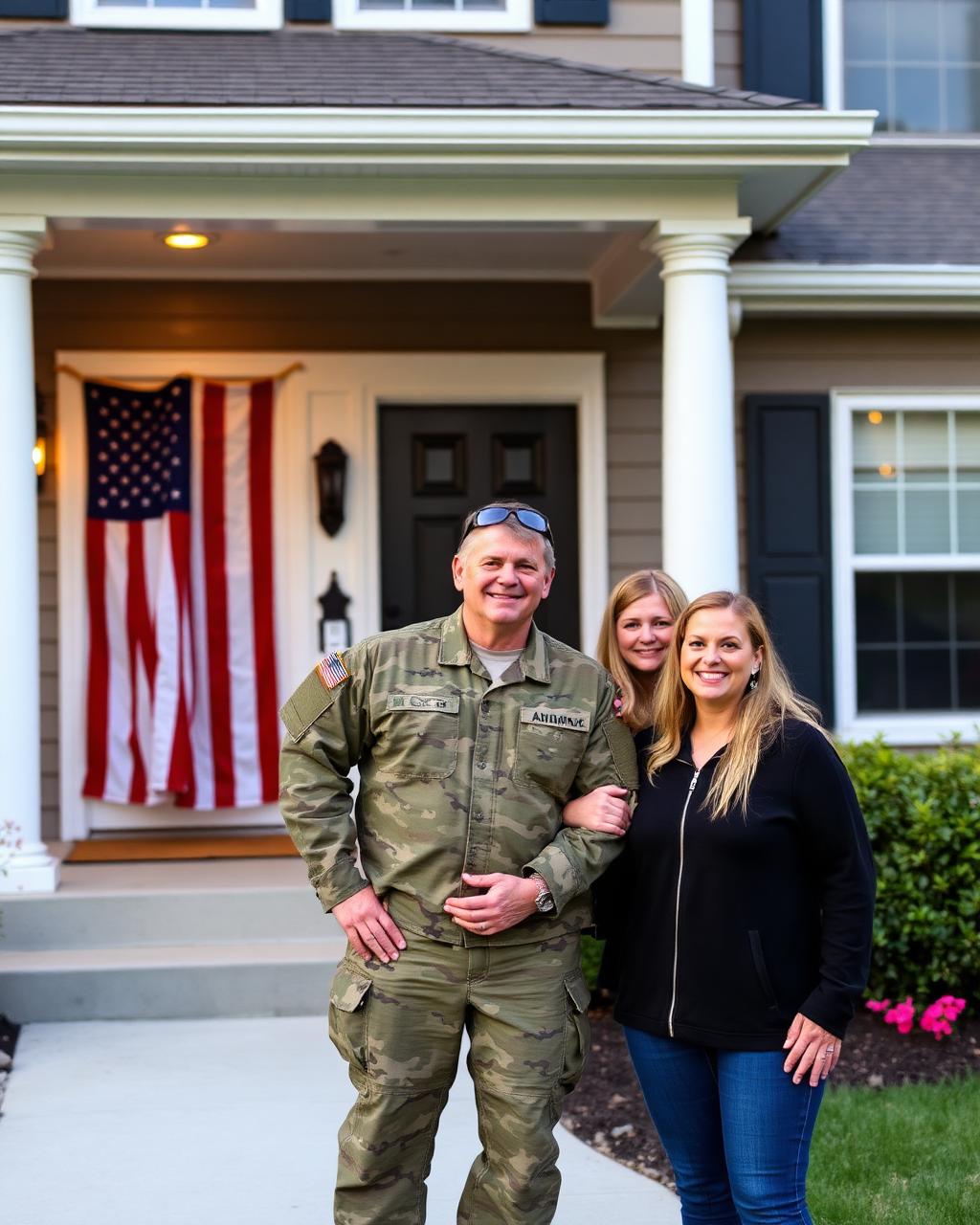 Military family at their new home